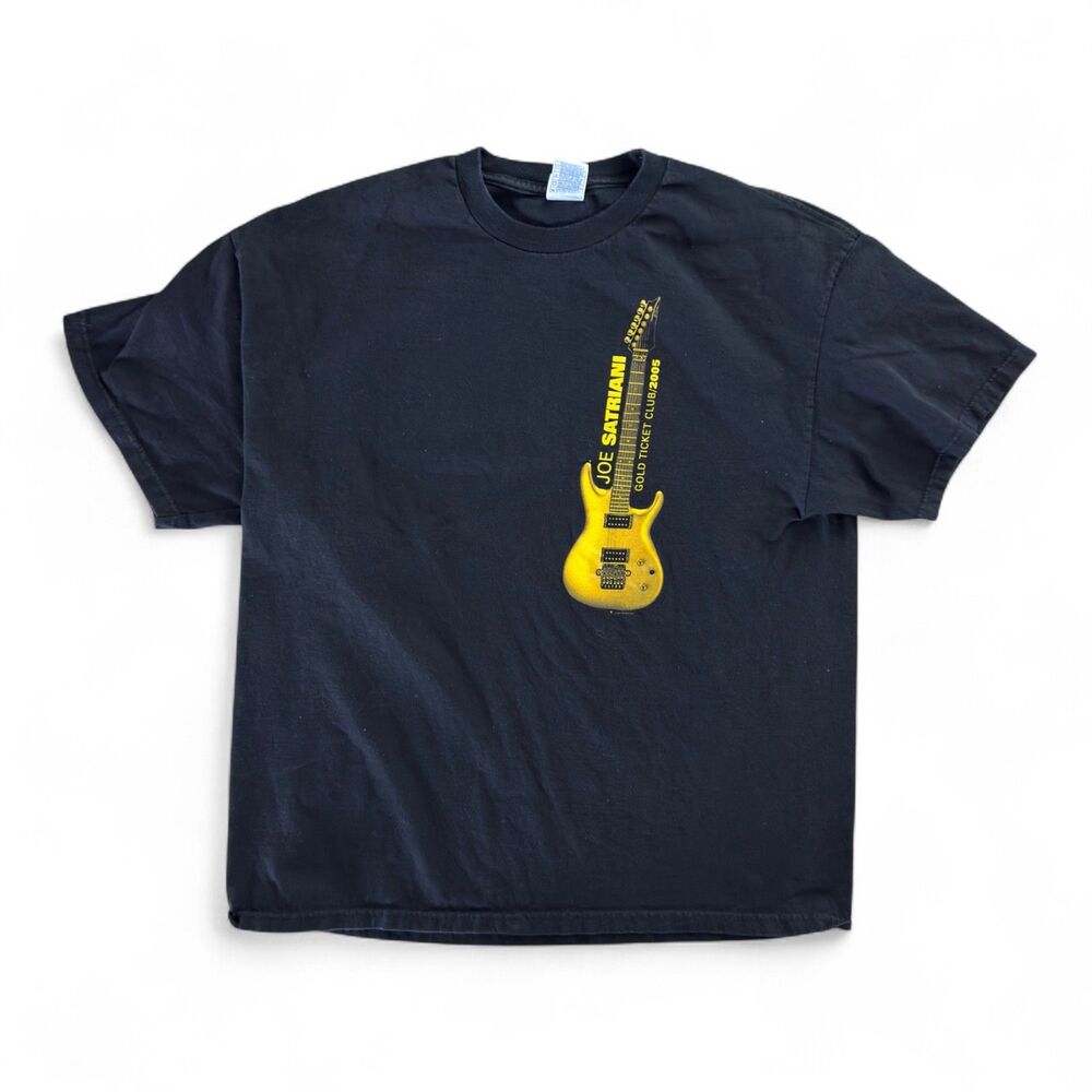 Vintage 2005 Joe Satriani Gold Ticket Club T-Shirt Mens XL Black Tour Tee